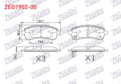Zegen ZEG1902-00 Brake Pad Front with Wear Indicator Mazda Demio 1.3 1996-2002 — Brake Pads