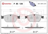 BREMBO P85128 Brake Pads - Front Brake Pads for Audi A8 (2010-2017) & Q5 (2013-2017)