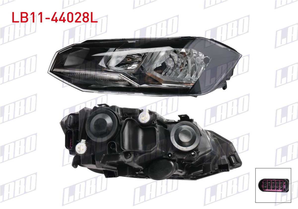LABO LB11-44028L Headlight Left Chrome Volkswagen Polo VI (Aw1, Bz1, Ae1) 2018-2021 — Headlights