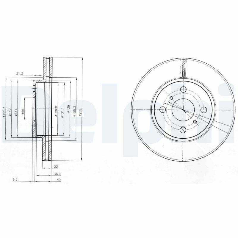 Delphi BG4053 Disc Brake - Ventilated Design for 06-13 Yaris 1.0 — Brake Rotors & Drums