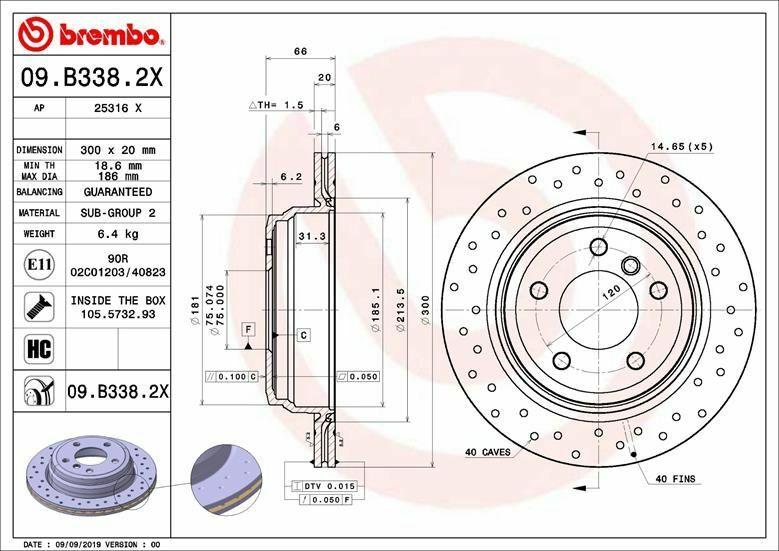 BREMBO Disc Brake - Rear Drilled for BMW E87 E90 320 325 328 — Brake Rotors & Drums