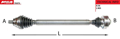 MGA 70373 Right Axle Complete (VW Caddy 04-15 Golf 09-11 Passat 08-15 Audi A3 04-13 Seat Leon 06-1 — Axles, CV Joints & Boots
