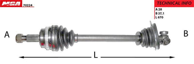 MGA 70224 Axle Complete Left ABS Li 1998= > 2001 Master Movano 2.8 S8u S9w — Axles, CV Joints & Boots