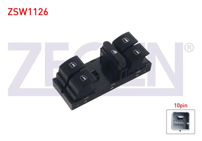 Zegen ZSW1126 Glass Release Switch Group Red Light 10 Pin Golf V-Jetta-Passat-Polo-Ibiza IV-Leon-Toledo I — Switches & Relays
