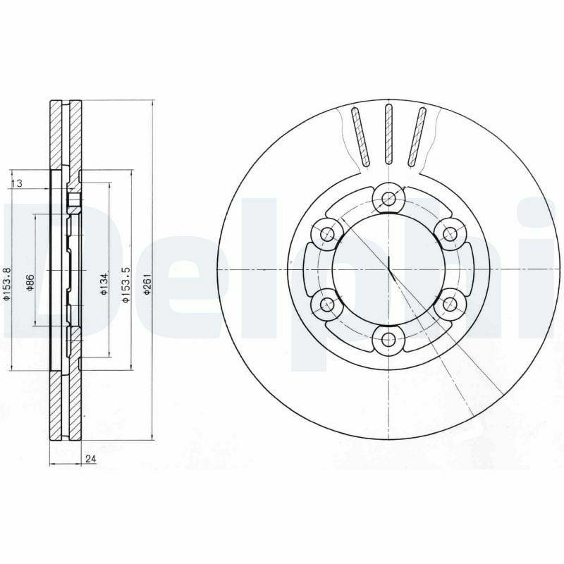 Delphi BG4104 Brake Disc for 2003 K2500 dCi - Ventilated, 6 Holes — Brake Rotors & Drums