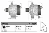 DENSO DAN999 Alternator 12V 120A for Fiat 500, Grande Punto and 2 more models — Starting & Charging
