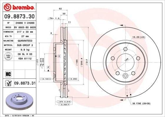 brembo brake disk for L.Rover III/R.Rover Sport, front view of brembo brake disk, technical specifications of brembo brake disk BREMBO Brake Disk - L.Rover III / R.Rover Sport 2.7 | Front Disc BREMBO Brake Disk for L.Rover III/R.Rover Sport 2.7 brembo, brake-disk, car-parts, mechanics, automotive, vehicle-safety, car-owners, performance-braking, inner-ventilated, ai-generated