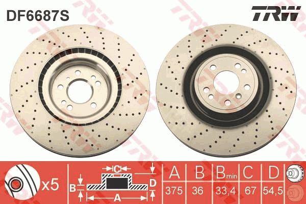 TRW DF6687S Disc Brake Set - 2 Pieces — Brake Rotors & Drums