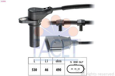 Facet 9.0504 Crankshaft Speed Sensor Transporter T5 Beetle Bora Golf IV Sharan A3 Alhambra Ibiza Leon Toledo Fabia O