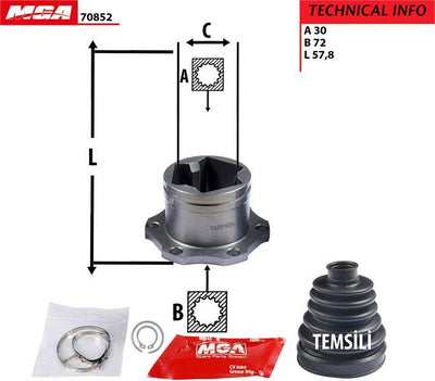 MGA 70852 CV Joint Inner VW Golf IV/Bora/Polo, Seat Toledo/Cordoba/Ibiza — Axles, CV Joints & Boots