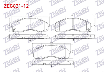 Zegen ZEG821-12 Brake Pad with Wear Indicator Front Hyundai H100 2.5 D 1993-2004 / Kia Pregio (Tb) 2.7 D 1997-20 — Brake Pads