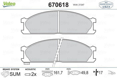 Valeo 670618 Brake Pad Front Nissan Pick Up D22 2.4i-2.5Di — Brake Pads