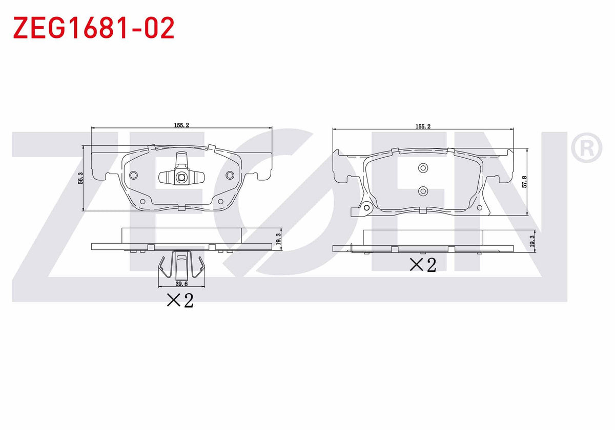 Zegen ZEG1681-02 Brake Pad Front with Wear Indicator Opel Astra K 1.6 CDTi 15 Rim 2015-/ Astra K 1.4i Turbo 15 Rim 2015