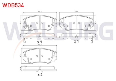 WALBURG WDB534 Brake Pad Front with Wear Indicator Opel Insignia 1.6 16 Rim 2008-/ Insignia 1.6 T 2008-/ Insignia 2.0 CDTi 130 Hp 2008