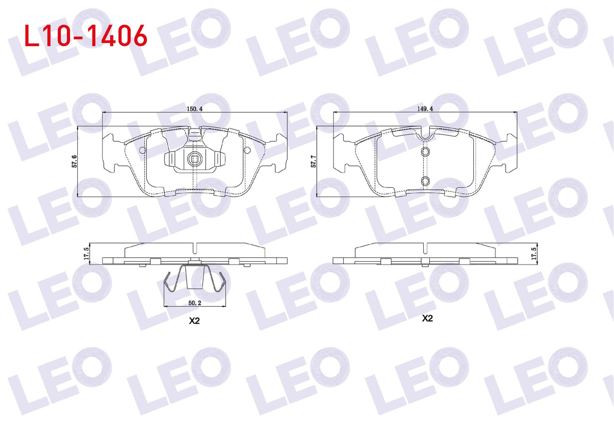LEO L10-1406 Brake Pad Front BMW 1 Series (E87) 120 i 2003-2012 / 3 Series (E90) 318 D 2005-2011 / (E90) 316 i 2 — Brake Pads