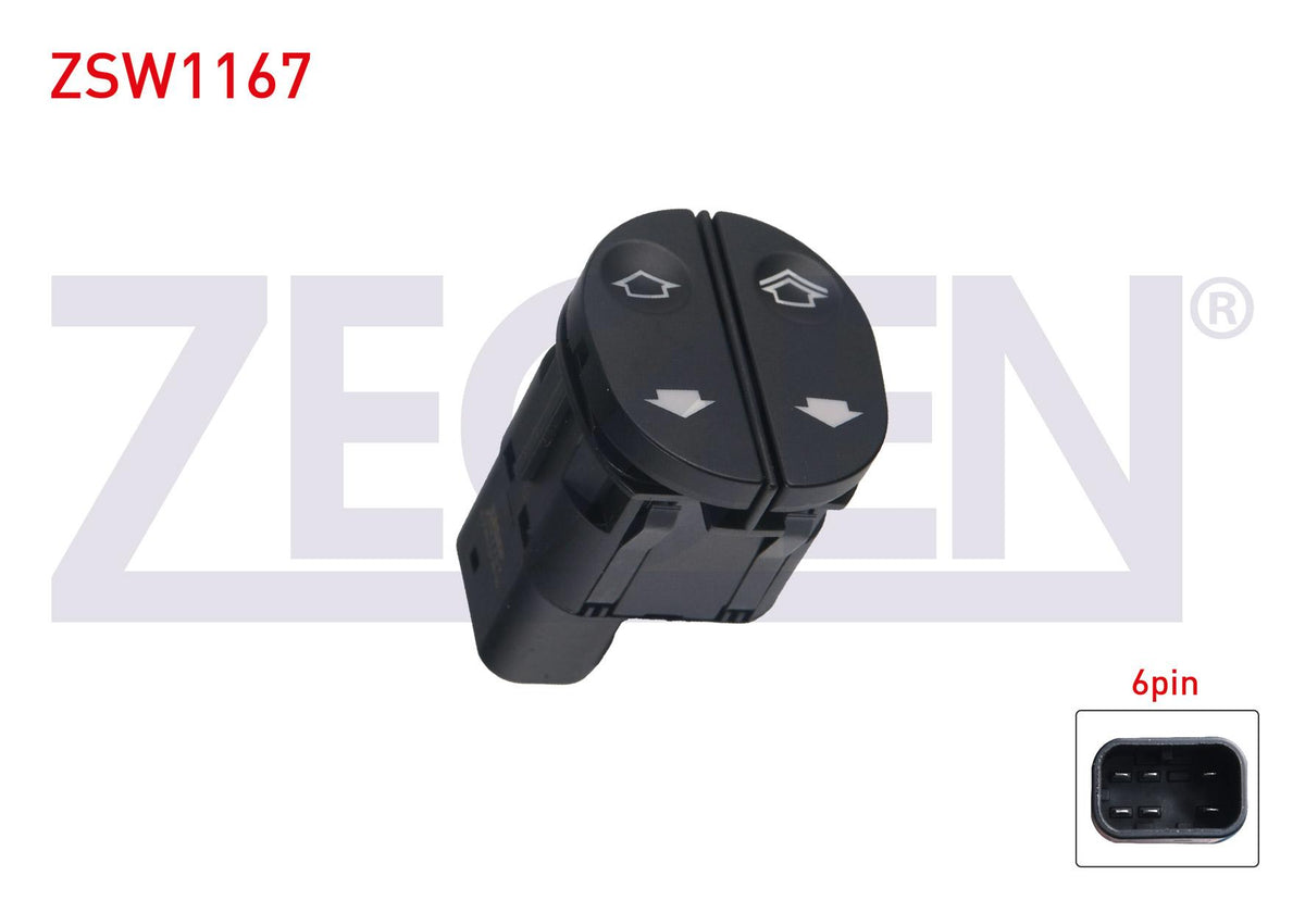 Zegen ZSW1167 Glass Release Switch Twin 6 Pin Ford Fiesta V-Fusion-Connect 2001-2013 — Switches & Relays