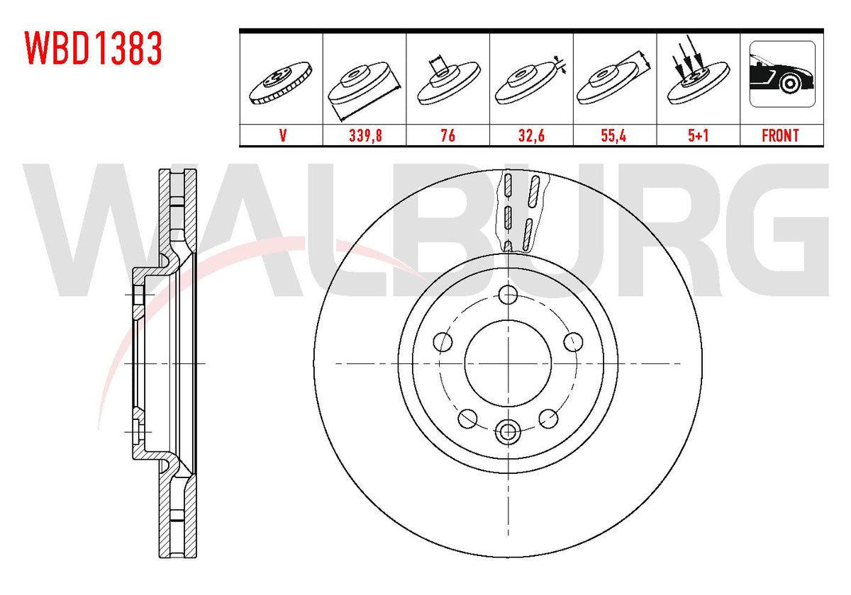 WALBURG WBD1383 Brake Disc Front Air 5 Bjn 339, 80X32 and 2 more models — Brake Rotors & Drums