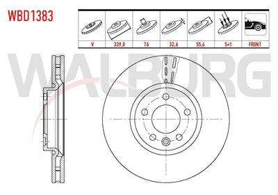WALBURG WBD1383 Brake Disc Front Air 5 Bjn 339, 80X32 and 2 more models — Brake Rotors & Drums