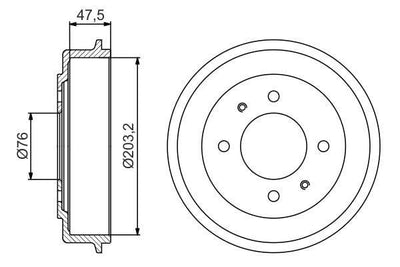 BOSCH Brake Drum Assembly - Elantra 01-07 1.6 1.8 — Brake Rotors & Drums