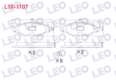 LEO L10-1107 Brake Pad Front Peugeot 206 (2A / C) 1.4i 16V 1998-2006 / 206 (2A / C) 1.4 HDi 1998-2006 / 206 (2A — Brake Pads