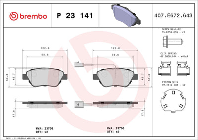 Brembo P23141 Brake Pad Front Low-Met Alfa Romeo Fiat 500/500C Panda Fiorino Albea Linea Doblo Nemo Bipper — Brake Pads