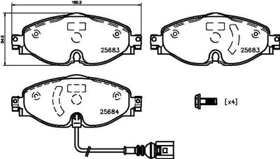 Hella Pagid 8DB355020-191 Brake Pad Kablolu Audi Seat Skoda VW A3 8V — Brake Pads