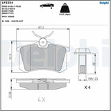 Delphi LP2254 Rear Brake Pads - Low-Metallic Material for Clio III