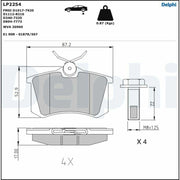 delphi lp2254 rear brake pads for clio iii, delphi lp2254 technical specifications DELPHI LP2254 Rear Brake Pads - Low-Metallic Material for Clio III Owners & Mechanics | 87.2 mm Width DELPHI LP2254 Rear Brake Pads for Clio III - Low-Metallic delphi, rear-brake-pads, clio-iii, low-metallic, brake-pads, car-parts, vehicle-maintenance, mechanics, ai-generated, car-owners