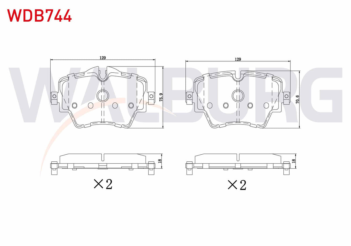 WALBURG WDB744 Brake Pad Front BMW 2 (F45) 218 i-220 D 2014-/ 3 (G20) 320i-320D 2018-/ 5 (G30 — Brake Pads