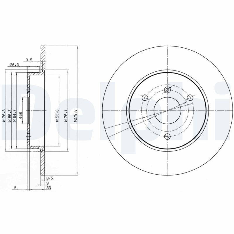 Delphi BG3526 Brake Disc (Twin Pack), Deliksiz