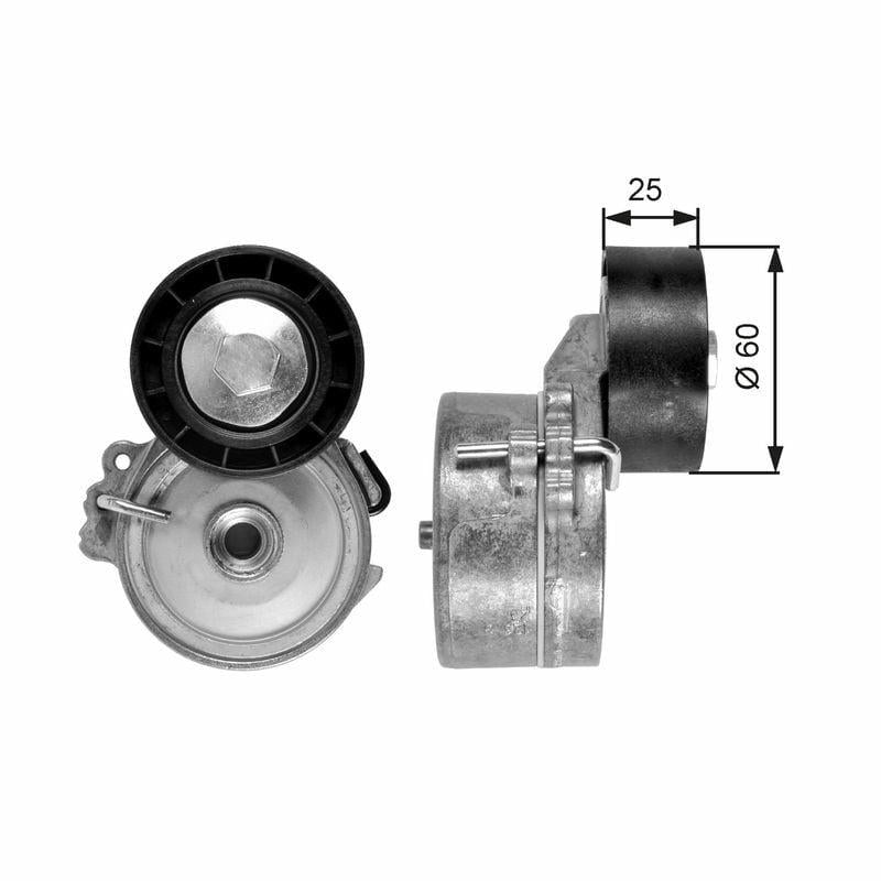 gates-v-belt-tensioner, gates-t39033-v-belt-tensioner-for-partner-and-berlingo GATES V Belt Tensioner T39033 - Compatible with Partner and Berlingo 1.9D | 60mm Diameter GATES V Belt Tensioner - Fit Partner & Berlingo gates, v-belt-tensioner, partner, berlingo, car-parts, engine-maintenance, automotive, mechanics, ai-generated, tensioner