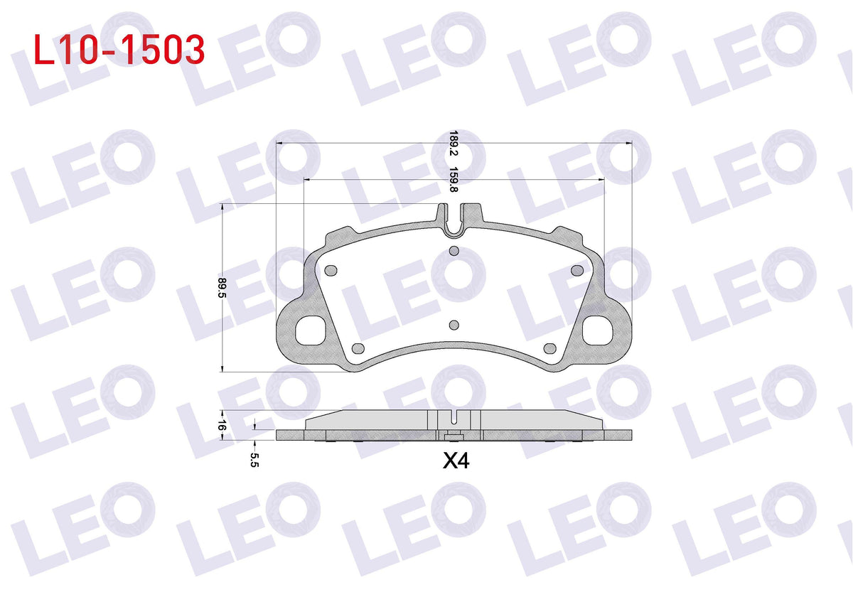LEO L10-1503 Brake Pad Front Porsche Macan (95B) 2014-/ Cayenne (9Ya) 2.9 3.0 4.0 2017-/ Cayenne Coupe (9Yb) 4.0 — Brake Pads