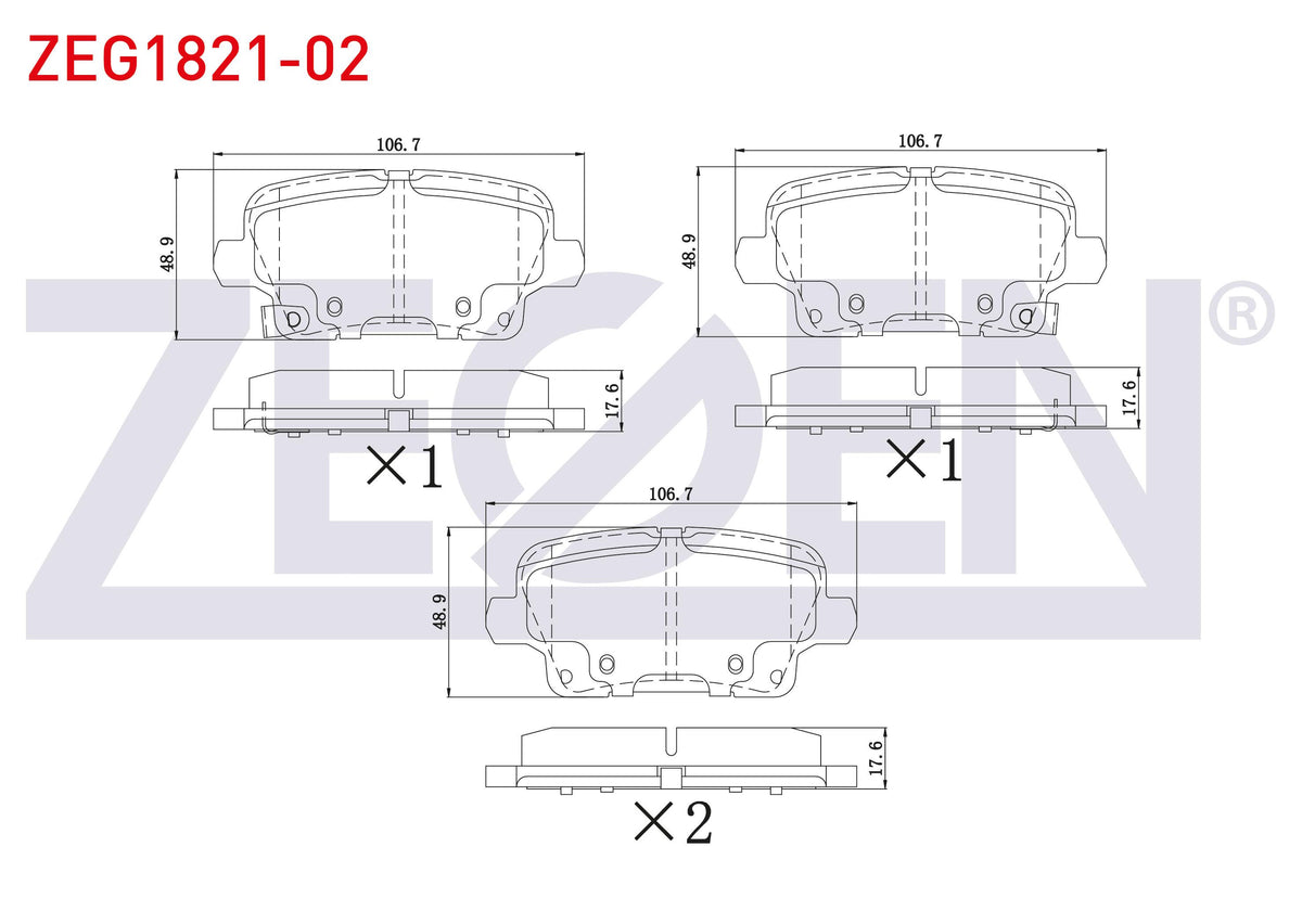 Zegen ZEG1821-02 Brake Pad Rear with Wear Indicator Opel Insignia B (Z18) 1.5 T-1.5 D-1.6 CDTi-2.0 CDTi 2017 — Brake Pads