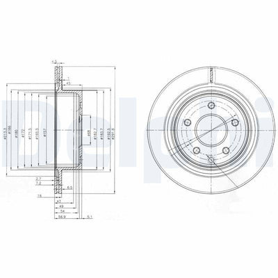Delphi BG3765C Disc Rear Nissan Qashqai 07-12 X-Trail 01-07 Renault Koleos 08- | 1 Piece