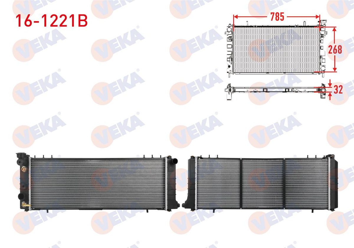 Veka 16-1221B Su Radiator Brazing Jeep Cherokee (Xj) 4.0i 1991-2001 A-T — Radiators & Fans