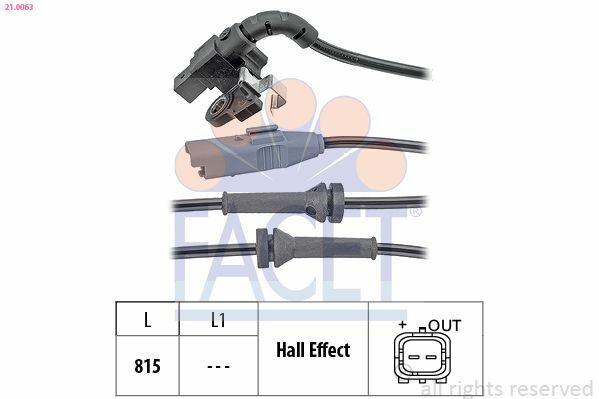 FACET Wheel Speed Sensor 21.0063 - Compatible with 307-308-C4 I-II-DS4 — Brake Sensors & ABS