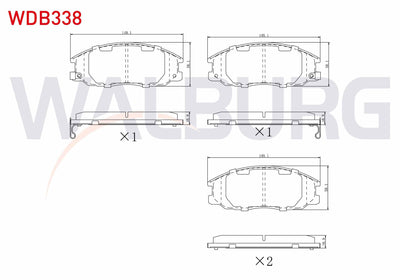 WALBURG WDB338 Brake Pad Front with Wear Indicator Hyundai Starex 2.4i 1997-2007 / Starex 2.5 CRDi 1997-2007 / S — Brake Pads
