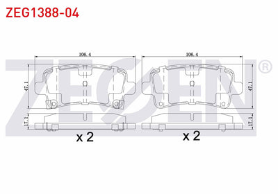 Zegen ZEG1388-04 Brake Pad Rear with Wear Indicator Opel Insignia 1.6 16-17-18 Rim 2008-/ 1.6 T 2008-/ 2.0 CDTi 130 Hp 2008-/ 2.0 T 2008-/ 2.8 V6 2008