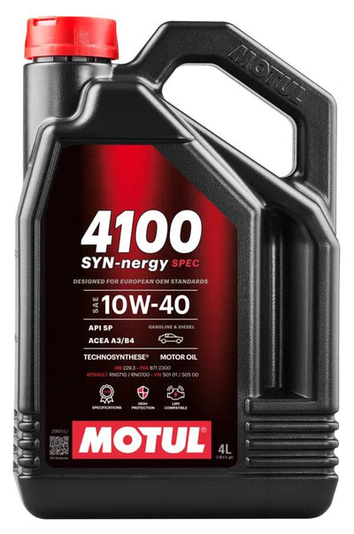 Motul 305-112891 Motul 4100 Syn-nergy Spec 10W-40 Semi-Synthetic Motor Oil — Fluids & Chemicals