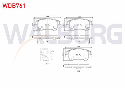 WALBURG WDB761 Brake Pad Front with Wear Indicator Cable Drilled Thin with Bracket Hyundai Elantra 1.6 CRDi-1.6 D-Cvvt 2015