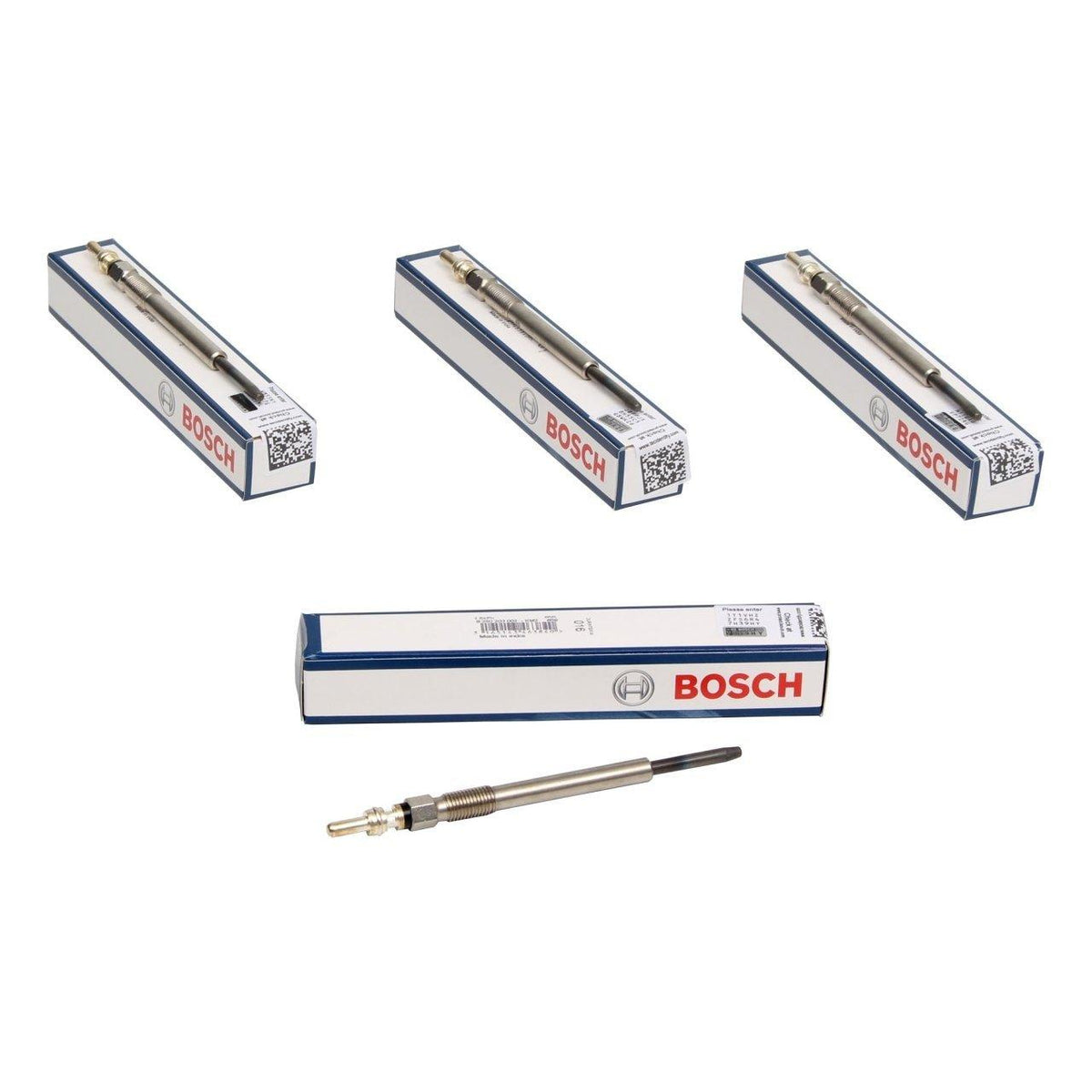 BOSCH Warm-Up Plugs Set for Fiat Linea Euro 4 Diesel Engines - 4 Count — Cylinder Head & Block