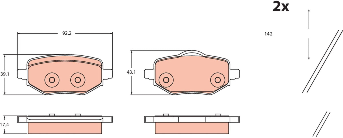 TRW GDB2480 Opel Corsa F /Citroen C4 III /Peugeot 2008 II /208 II Rear Brake Pad — Brake Pads