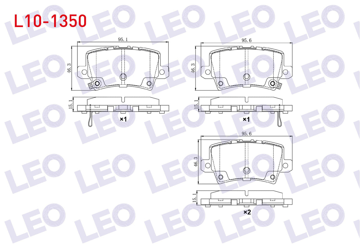 LEO L10-1350 Brake Pad Rear with Wear Indicator Honda Civic VIII 1.4 2005-2012 / Honda Civic VIII 1.8 2005-2012 — Brake Pads