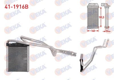Veka 41-1916B Heater Core Brazing Ford Transit Courier 1.5 TDCi 2014 — Heater & Blower