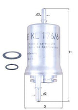 MAHLE Fuel Filter KL176-6D - High Performance for Caddy III, Golf Plus V — Fuel Delivery