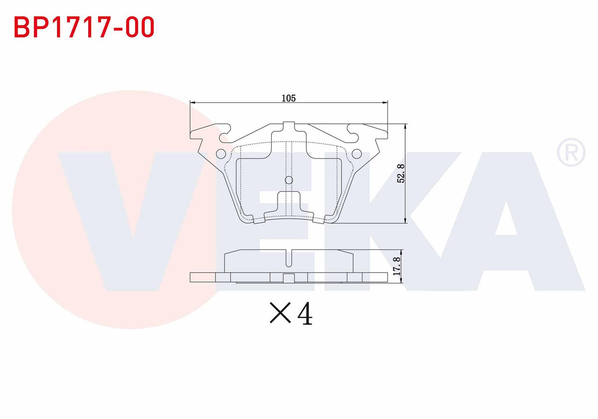 Veka BP1717-00 Brake Pad Rear Mercedes Vito (638) 110 CDI 1997-2003 / Vito (638) 108 CDI 1997-2003 — Brake Pads