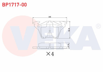 Veka BP1717-00 Brake Pad Rear Mercedes Vito (638) 110 CDI 1997-2003 / Vito (638) 108 CDI 1997-2003 — Brake Pads