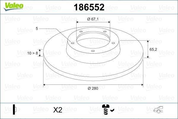 VALEO Brake Disc Rear V-Class 638 / 2 96-03 - Compatible with Vito 638 — Brake Rotors & Drums