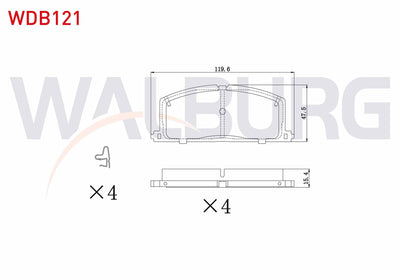 WALBURG WDB121 Brake Pad Front with Wear Indicator Cable Drilled Toyota Corolla (_E9_) 1.3i 1987-1993 / Corolla — Brake Pads