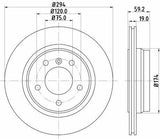 HELLA Pagid BMW E46 Rear Brake Discs 2001-2005 - Ventilated Design — Brake Rotors & Drums